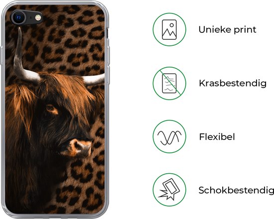Coque iPhone 7 - Highlander écossais - Fourrure - Imprimé panthère - Siliconen