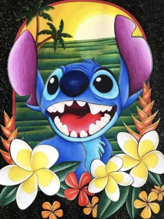 Disney Diamond Painting-Stitch-30x40-ronde steentjes-compleet pakket