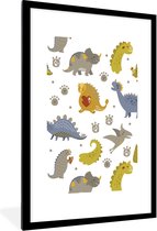 Poster in fotolijst kind - Schilderij voor kinderen - Dinosaurus - Kinderen - Design - Jongens - Meisjes - Kinderkamer decoratie - 80x120 cm - Poster kinderkamer