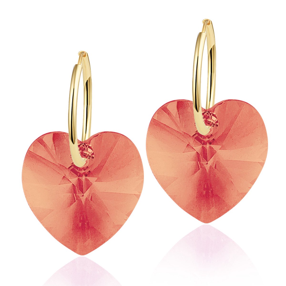 Montebello Oorbellen Delfin HG105 - Swarovski Hart - 925 Zilver Verguld - Ø18mm - 28mm