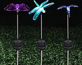 Let op type!! A106 3 PC's kleurrijke licht LED zonne-energie Lamp Bird Dragonfly patroon buiten Vlindertuin landschap pad decoratieve Light