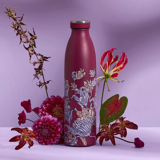 Eco Chic Herbruikbare thermische fles roestvrij staal lekvrije geïsoleerde waterfles (Wild Birds Green