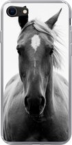 Telefoonhoesje Geschikt voor iPhone 8 hoesje - Paard - Zwart - Wit - Portret - Siliconen Telefoonhoesje