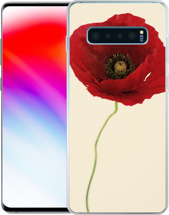Coque Samsung Galaxy S10 Plus - Gros plan d'un coquelicot rouge - Coque en Siliconen pour téléphone