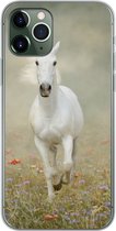 Geschikt voor iPhone 11 Pro hoesje - Paard - Stof - Bloemen - Siliconen Telefoonhoesje