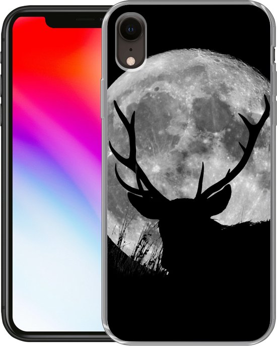 Coque iPhone XR - Cerf - Lune - Nuit - Siliconen