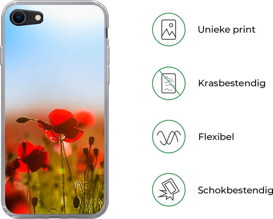 iPhone 7 - Coquelicots sous un ciel bleu clair. - Étui de téléphone en Siliconen