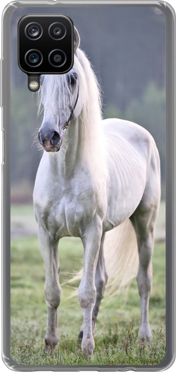 Telefoonhoesje Geschikt voor Samsung Galaxy A12 hoesje - Paard - Licht - Ochtend - Siliconen Telefoonhoesje Telefoonhoesje