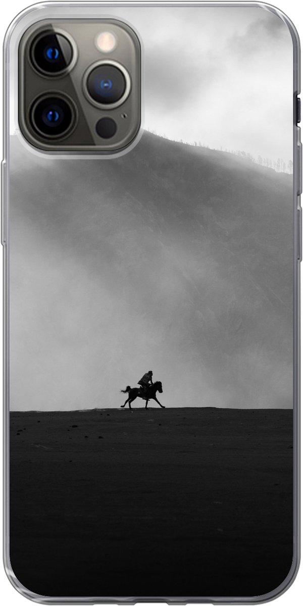 Telefoonhoesje Geschikt voor iPhone 12 Pro hoesje - Paard - Licht - Berg - Siliconen Telefoonhoesje Telefoonhoesje