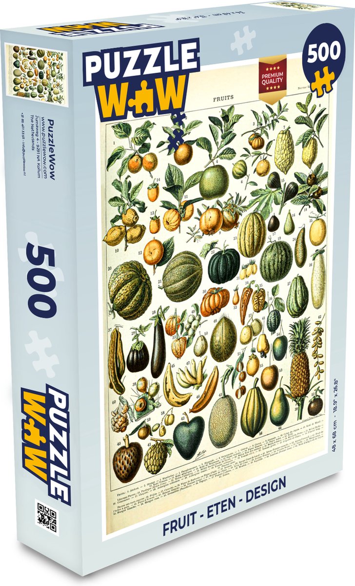 Puzzel Fruit - Eten - Design - Vintage - Adolphe Millot - Legpuzzel - Puzzel 500 stukjes