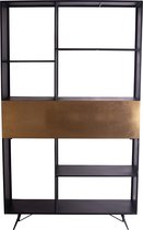PTMD Sofie Metal Black open cabinet golden door