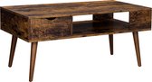 Hoppa! salontafel, met opbergruimte, lade, open vak, voor woonkamer, eetkamer, 100 x 50 x 45 cm, vintage bruin