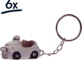 6x sleutelhangers auto Cars cabrio decoratie babyborrel babyshower knutsel hobby bedankje geschenk weggeefgeschenk themafeest