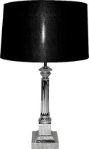 Tafellamp 18x18x67cm met zwarte kap zilver classic