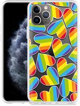 Geschikt voor Apple iPhone 11 Pro Hoesje Regenboog Hartjes - Designed by Cazy