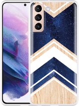 Hoesje Geschikt voor Samsung Galaxy S21 Space wood