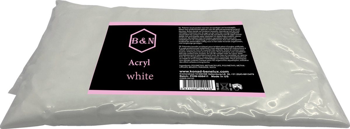 Acryl - white - 500 gr | B&N - acrylpoeder - VEGAN - acrylpoeder