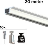 ARTITEQ 20 METER ALL-IN-ONE TOP RAIL 15KG / WIT RAL9003