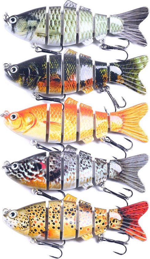Hengjia | Lot de 5 Leurres pour poissons carnassiers - leurres brochet - leurres avec hameçon - leurres poissons carnassiers - pêche - lot de 5 pièces
