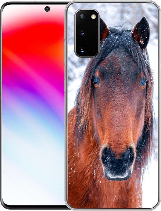 Coque Samsung Galaxy S20 - Cheval - Hiver - Flocon de neige - Coque de téléphone en Siliconen