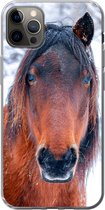 Coque iPhone 12 Pro Max - Cheval - Hiver - Flocon de neige - Siliconen