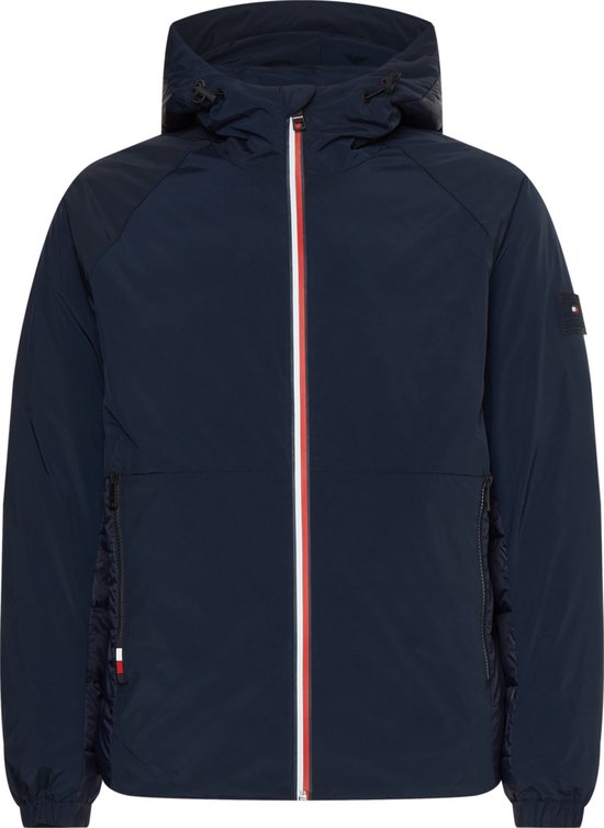 Tommy Hilfiger - Heren Jas winter Mix Media Hooded Jacket - Blauw - Maat L