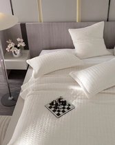 Jaquet 100% coton / couvre-lit matelassé haute qualité / couverture 220x240 cm - Wit