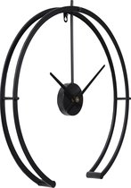 LW Collection Moderne zwarte wandklok Denzel 82cm - Grote industriële muurklok zwart stil uurwerk - Minimalistische zwarte ronde moderne klok