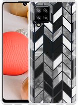 Hoesje Geschikt voor Samsung Galaxy A42 Visgraat Marmer