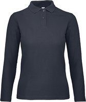 Dames Long Sleeve Polo ID.001 Donkerblauw merk B&C maat XL