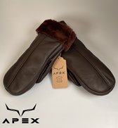 Apex Gloves - Dames Leren Handschoenen - Hoge kwaliteit %100 Schapenleer - Bruin - Winter - Extra warm - Maat XL