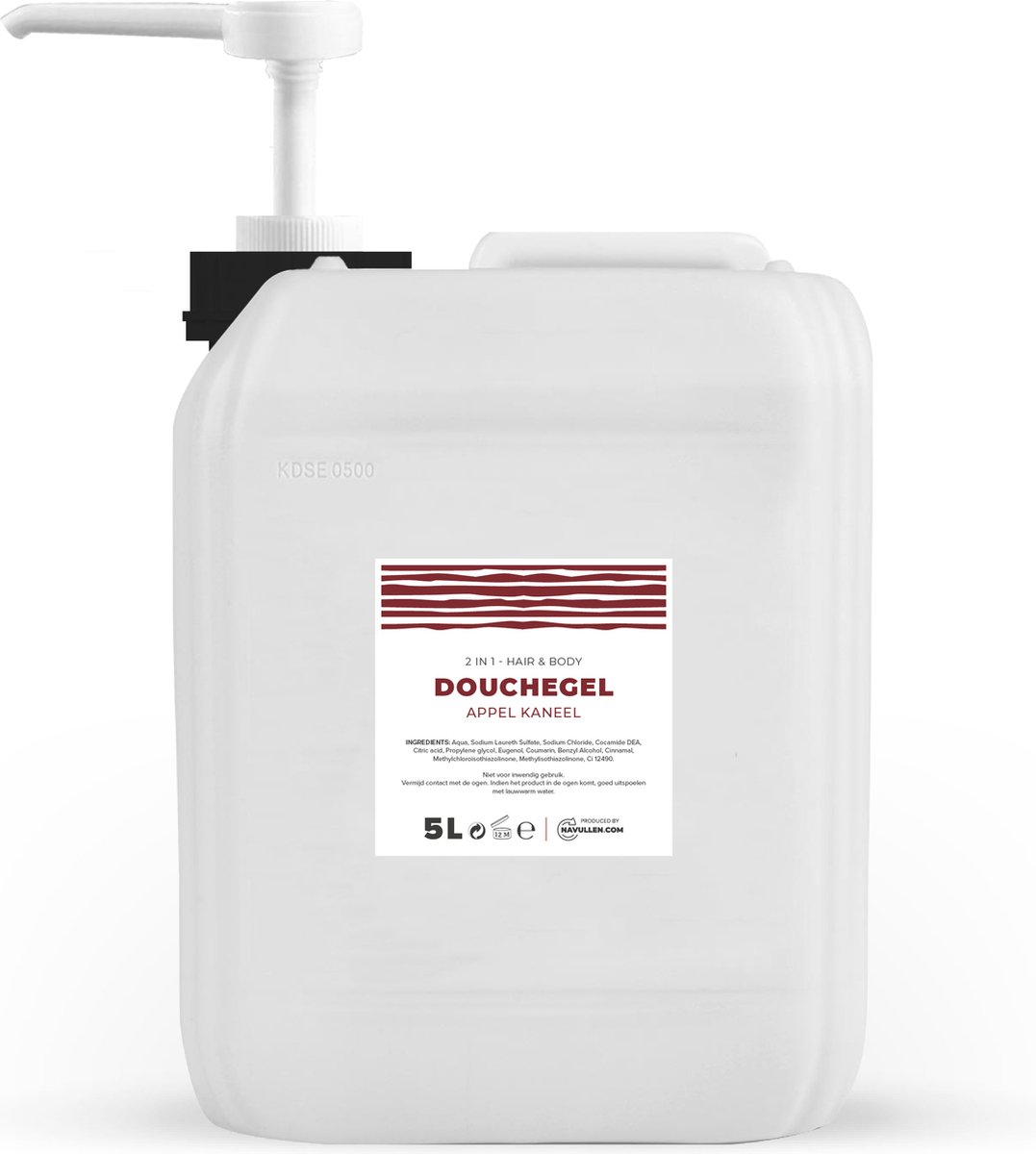 Douchegel - Appel Kaneel - 5 Liter - Jerrycan - Met pomp - Hair & Body - Navulling – Navullen