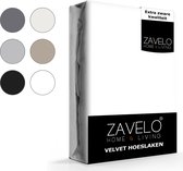 Zavelo Flanel Velvet Hoeslaken Wit - Lits-jumeaux (160x200 cm) - 100% Velvet - Super Zacht - Hoge 30cm Hoek