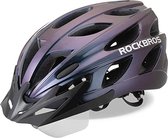 ROCKBROS fietshelm MTB racefietshelm geïntegreerd met verwijderbare magneet glazen vizier maat verstelbaar 57-62CM ultralicht paars