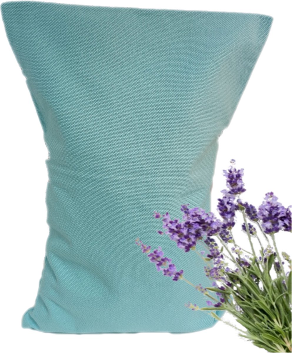 Goedkoopste Ecologisch Kersenpitkussen met lavendel 30 x 20 cm (pastel blauw), voor soepele spieren en ontspanning - Licht Blauw - wasbaar hoesje