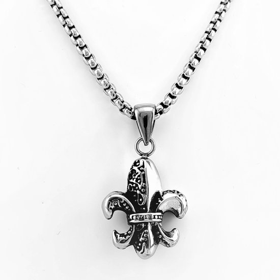 Middeleeuwse fleur-de-lys vaandel met middeleeuws kruis