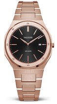 Valuchi Heren Date-Master Roestvrijstaal Quartz Horloge -  Rosé Goud Zwart