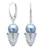 ARLIZI 2185 Boucles d'oreilles d'oreilles perle Swarovski bleu cristal - argent massif - 5 cm