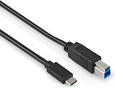 USB C naar USB B kabel - 3.2 gen 1 - 5 Gb/s - 1 meter - Zwart - Allteq