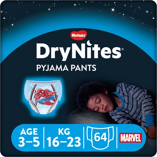 DryNites luierbroekjes - jongens - 3 tot 5 jaar (16 - 23 kg) - 64 stuks - extra voordeel - DryNites