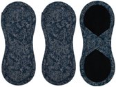 Protège-slips lavables en coton bio Bamboolik avec velcro - 3 pièces - bleu foncé