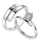 Ring dames | ringenset dames | zilveren ringen set dames | Zirkonia steen | zilver 925 plated | one size ringen | cadeau voor vrouw | Trouwringen | liefdescadeau | verlovingsring | valentijn | valentijnscadeautje