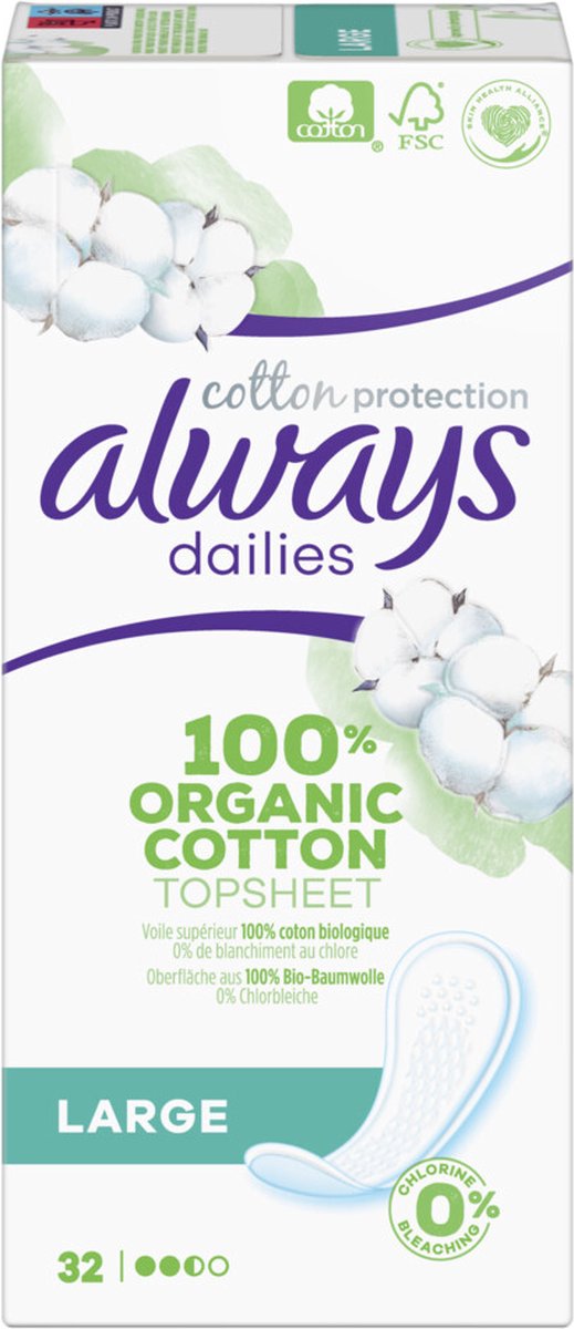 Always Dailies Inlegkruisjes Cotton Protection Large 32 stuks