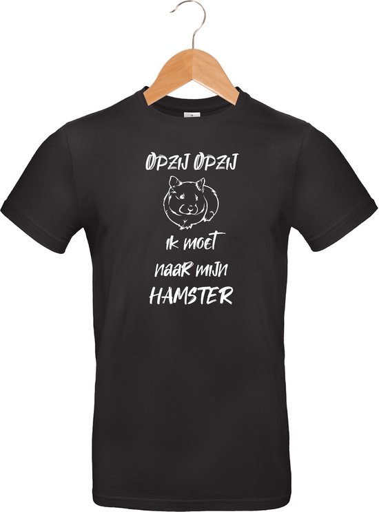 mijncadeautje - T-shirt unisex - zwart - opzij opzij ik moet naar mijn - Hamster - maat M