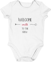 Baby Rompertje "WELCOME TO CREW - PERSONALIZED" Maat S, 0-3 maanden, 50/56, go max, Korte Mouw, Nieuw Baby Cadeau, Zwangerschap , Aankondiging , Romper Baby Jongen Meisje