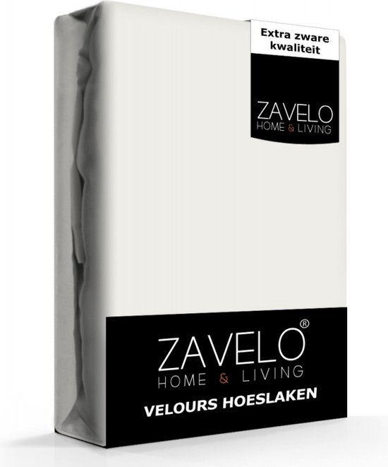 Zavelo Hoeslaken Velours Ivoor - Fluweel Zacht - 30 cm Hoekhoogte - Rondom Elastiek - Velvet - 2-persoons 140/150x200/220 cm