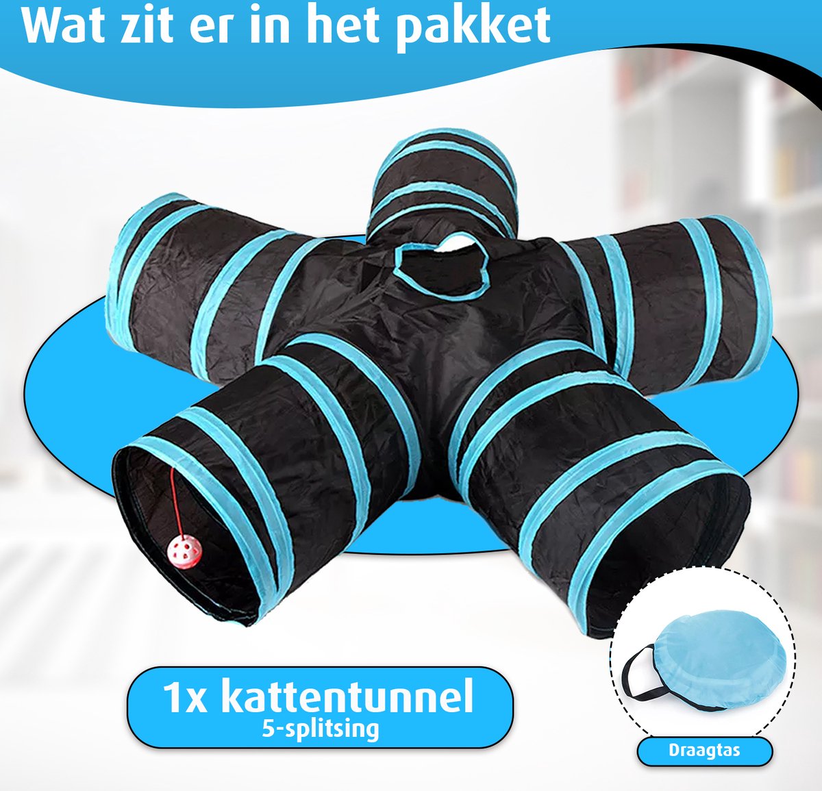 Kattentunnel - 5 Gangen - Konijnentunnel - Speeltunnel - Kattenspeelgoed - Kattenspeeltjes - Kruiptunnel — afbeelding 5