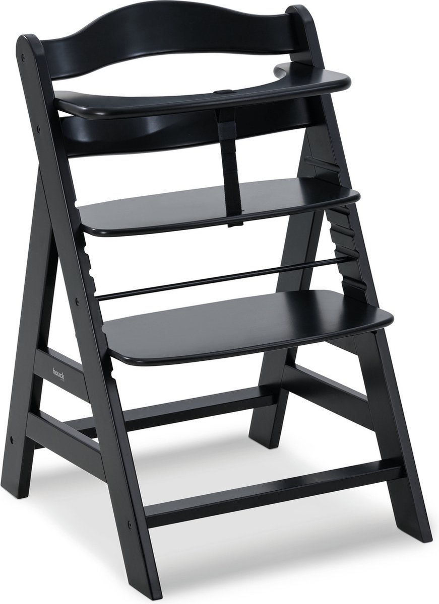 Alpha+ Black kinderstoel FSC® gecertificeerd beukenhout meegroeiend vanaf 6 maanden tot 90 kg incl. 5-puntsgordel