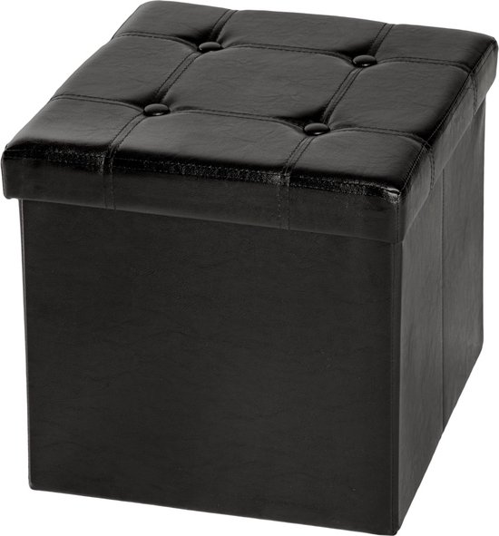 Relaxdays seat stool with storage space, round, HxWxD: 38 x 38 x 38 cm, padded footstool, storage ottoman, dark grey