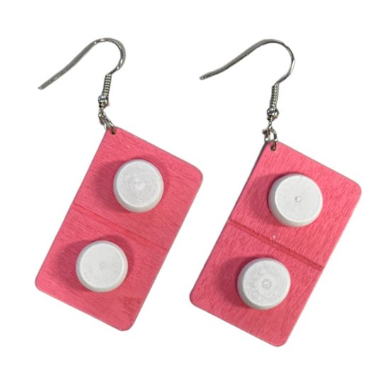 Fako Bijoux® - Oorbellen - Pillen in Drukstrip - Roze/Wit